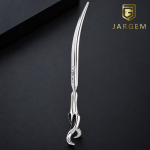 Jargem Silver zakrivljene makaze 7,5″ – bočni prikaz zakrivljenosti sečiva i oblikovane drške